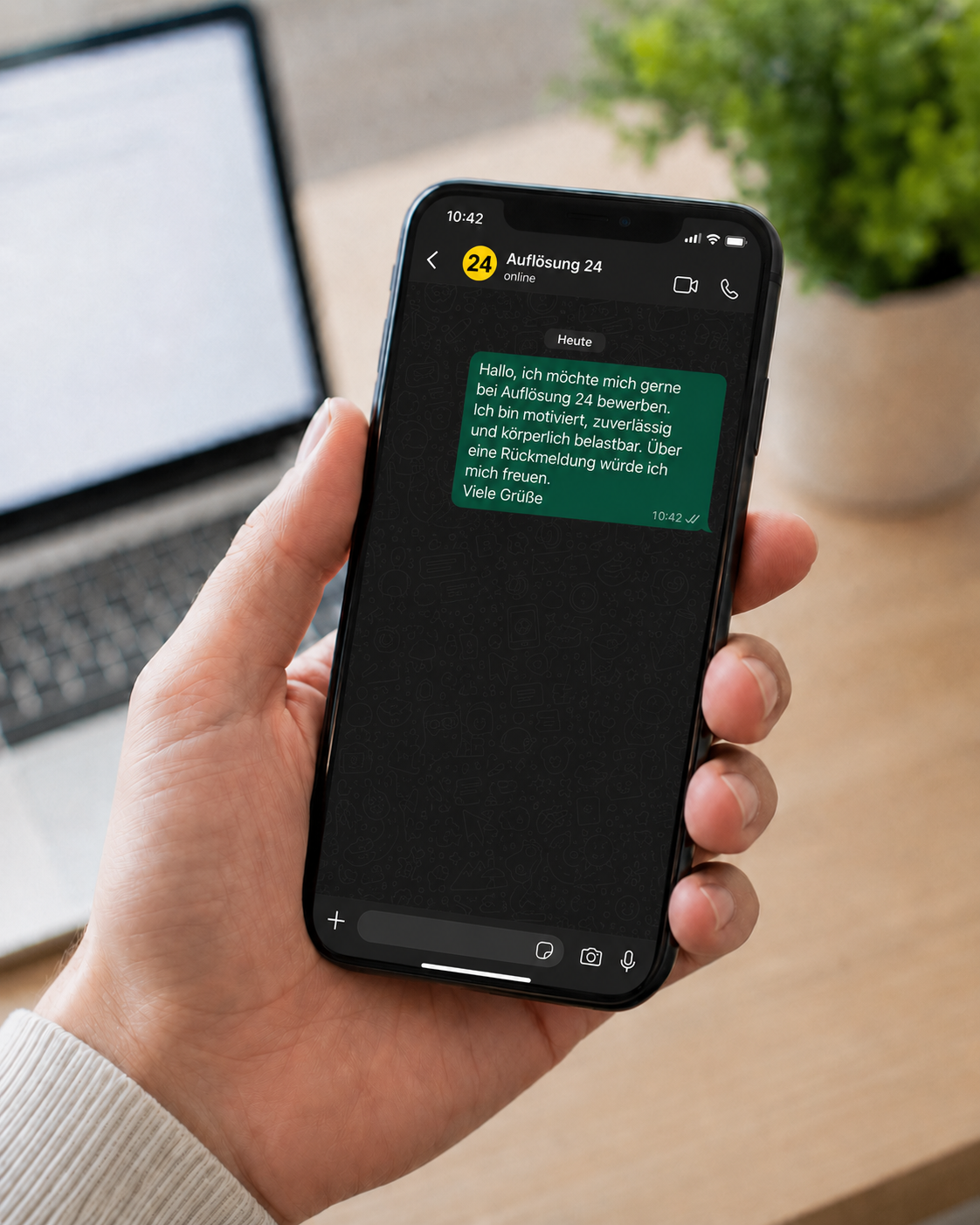 Kurze Bewerbung per WhatsApp
